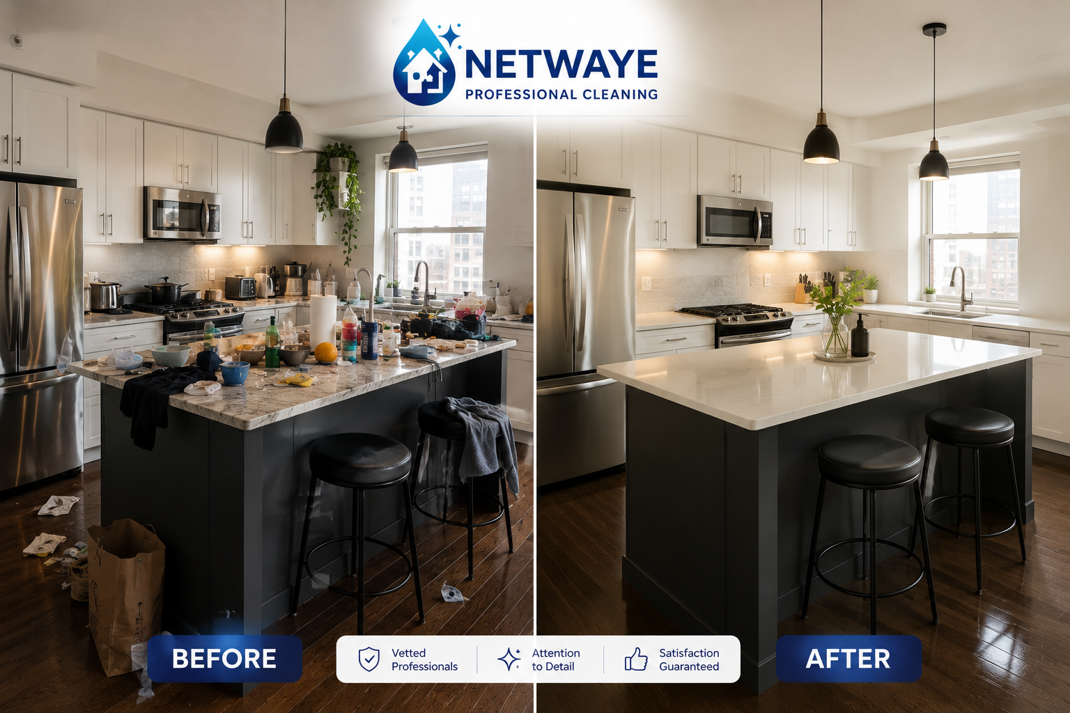 Completed kitchen deep cleaning service