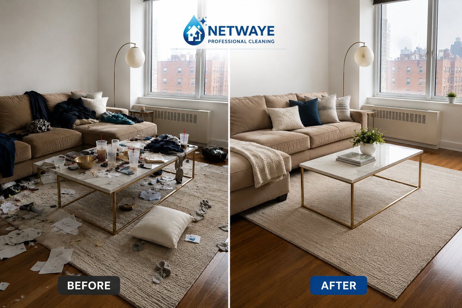 Completed lounge cleaning service